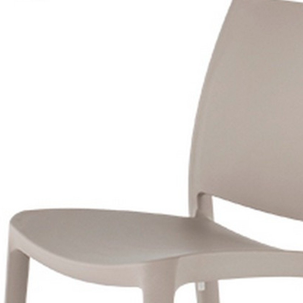 4-Piece Taupe Heavy-Duty Plastic Outdoor Patio Stacking Dining Chair Set