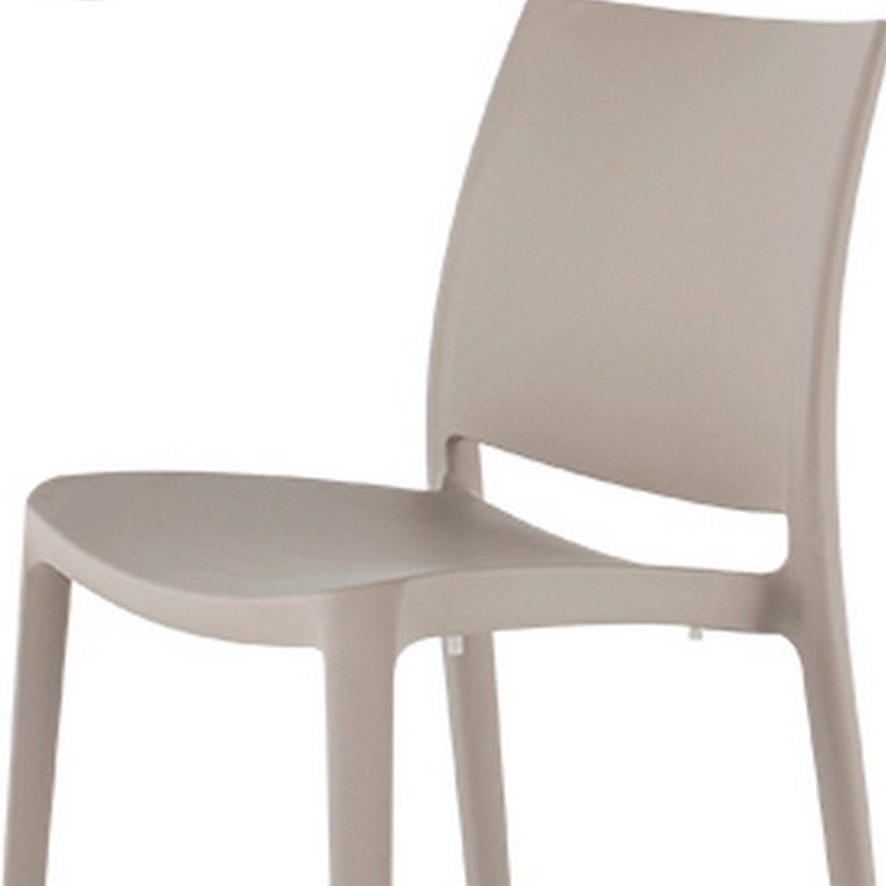 4-Piece Taupe Heavy-Duty Plastic Outdoor Patio Stacking Dining Chair Set