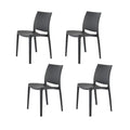 4-Piece Dark Gray Heavy-Duty Plastic Outdoor Patio Stacking Dining Chair Set
