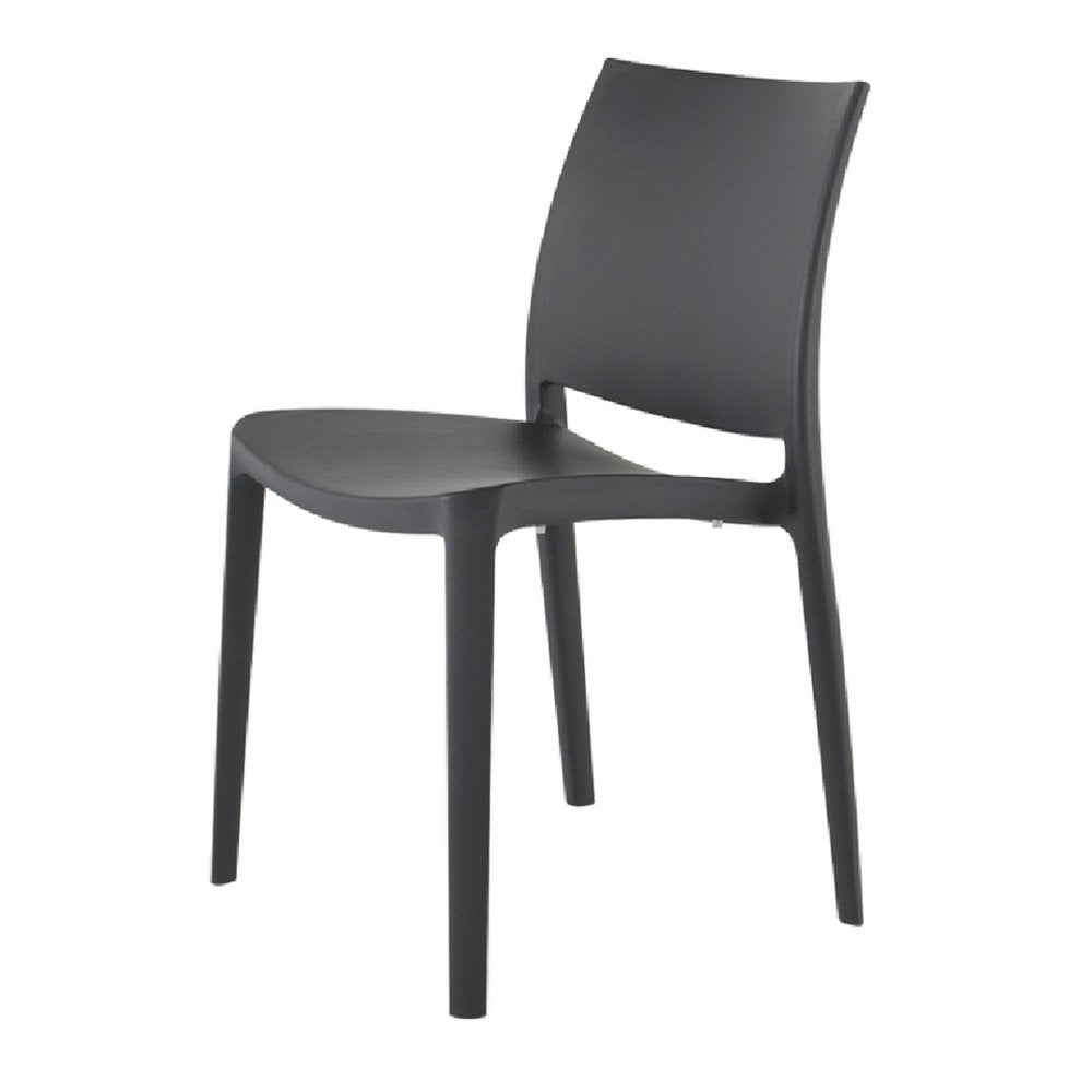 4-Piece Dark Gray Heavy-Duty Plastic Outdoor Patio Stacking Dining Chair Set