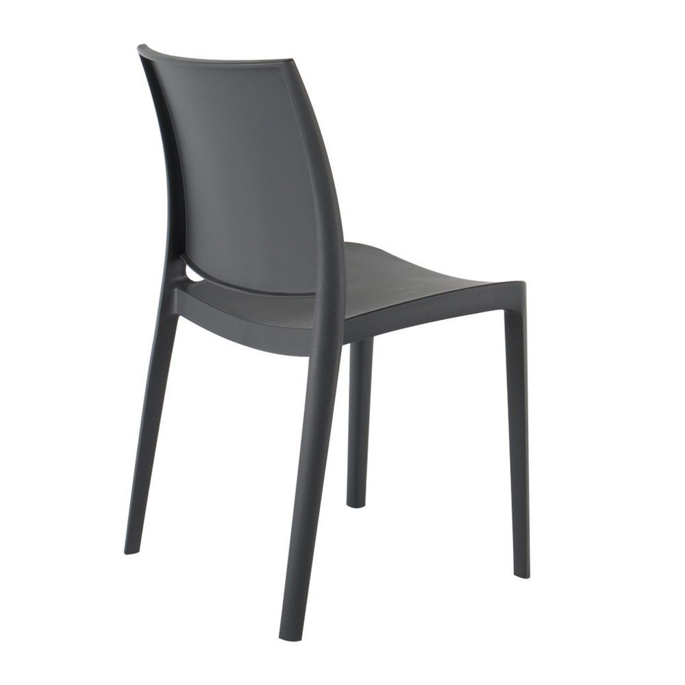 4-Piece Dark Gray Heavy-Duty Plastic Outdoor Patio Stacking Dining Chair Set