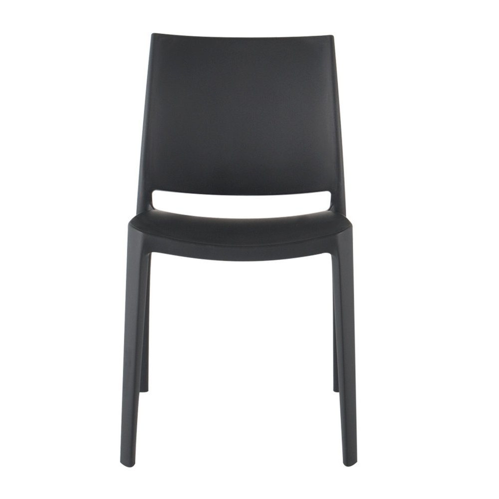 4-Piece Dark Gray Heavy-Duty Plastic Outdoor Patio Stacking Dining Chair Set