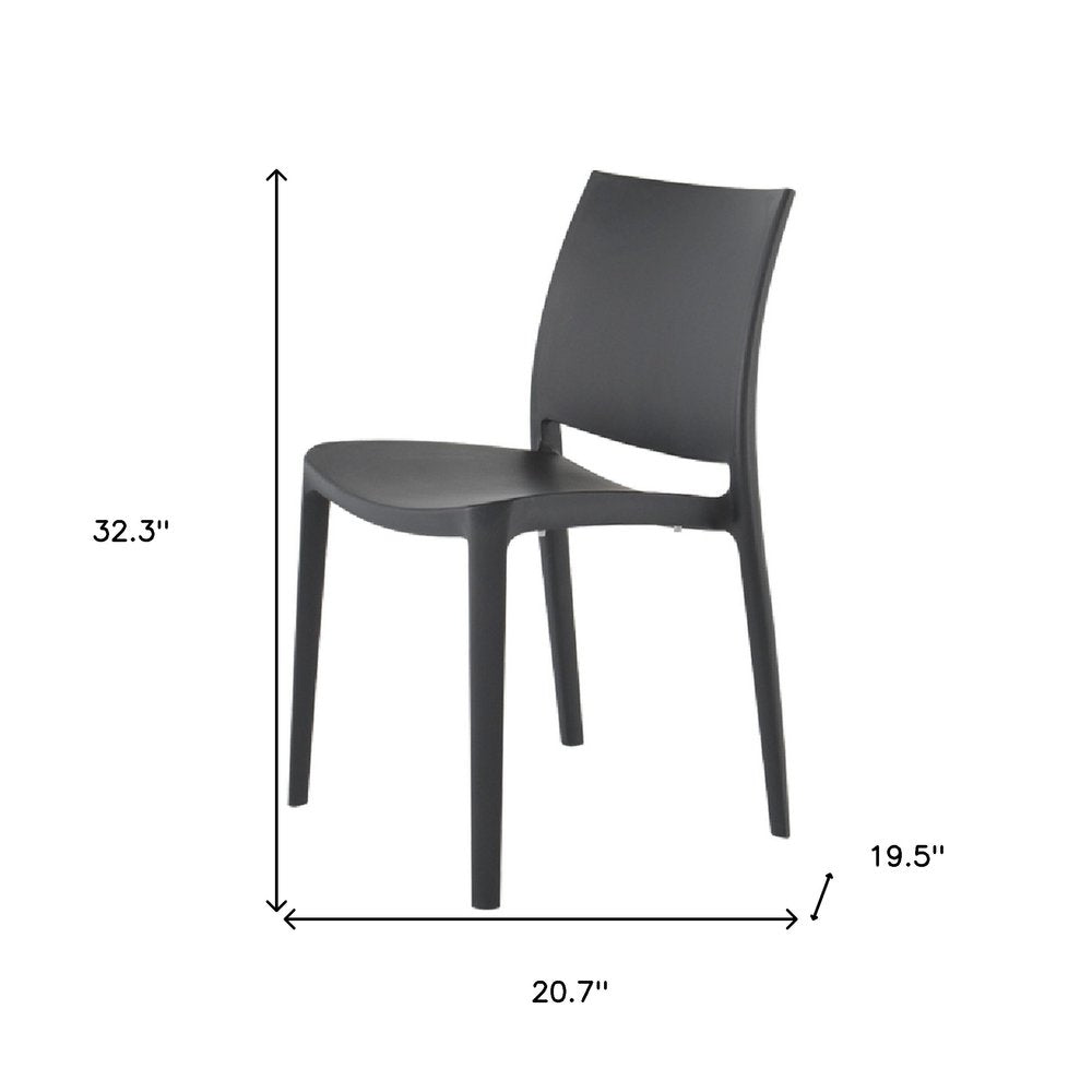 4-Piece Dark Gray Heavy-Duty Plastic Outdoor Patio Stacking Dining Chair Set