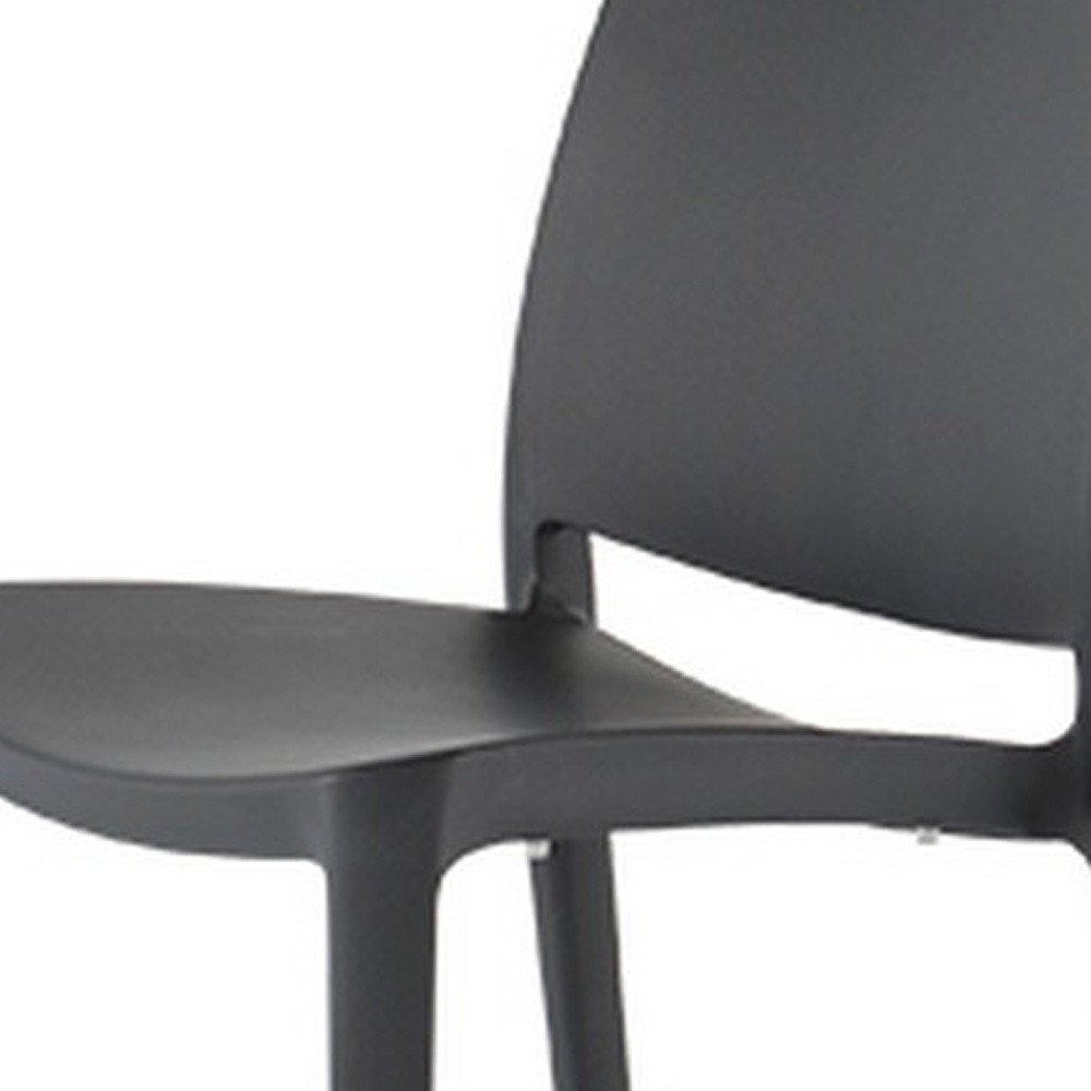 4-Piece Dark Gray Heavy-Duty Plastic Outdoor Patio Stacking Dining Chair Set