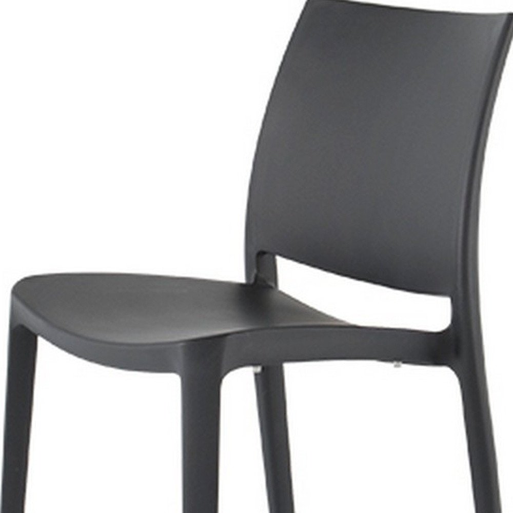 4-Piece Dark Gray Heavy-Duty Plastic Outdoor Patio Stacking Dining Chair Set