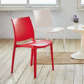 4-Piece Red Heavy-Duty Plastic Outdoor Patio Stacking Dining Chair Set