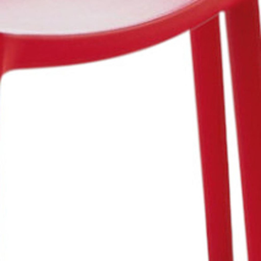 4-Piece Red Heavy-Duty Plastic Outdoor Patio Stacking Dining Chair Set