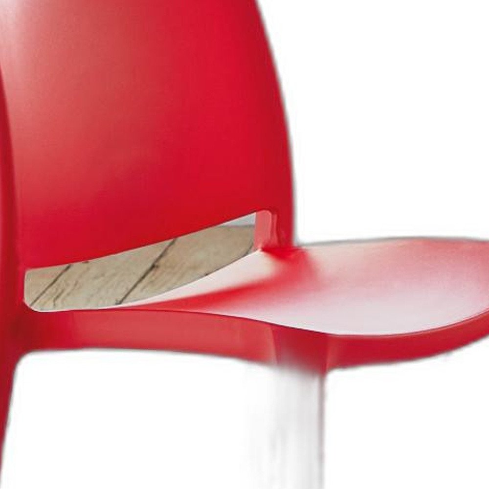 4-Piece Red Heavy-Duty Plastic Outdoor Patio Stacking Dining Chair Set