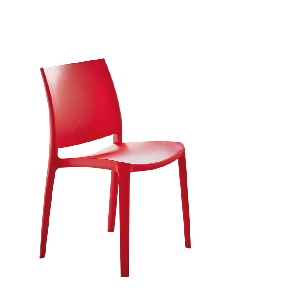 4-Piece Red Heavy-Duty Plastic Outdoor Patio Stacking Dining Chair Set
