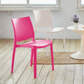 4-Piece Fuchsia Heavy-Duty Plastic Outdoor Patio Stacking Dining Chair Set