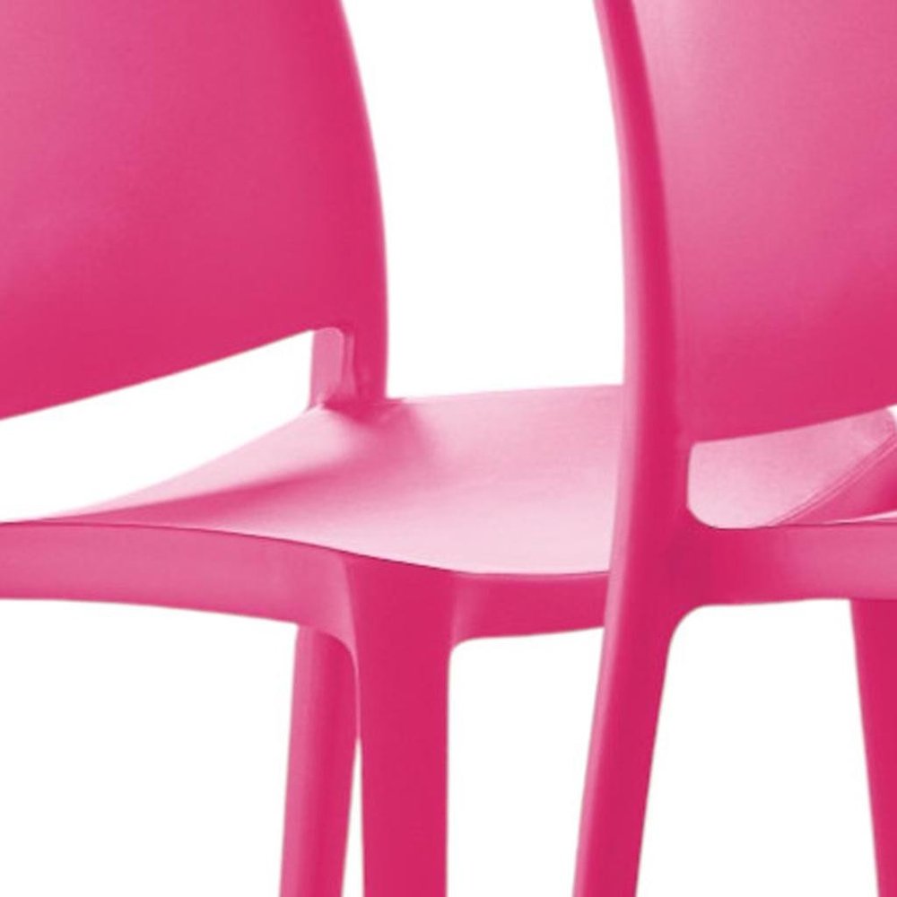 4-Piece Fuchsia Heavy-Duty Plastic Outdoor Patio Stacking Dining Chair Set
