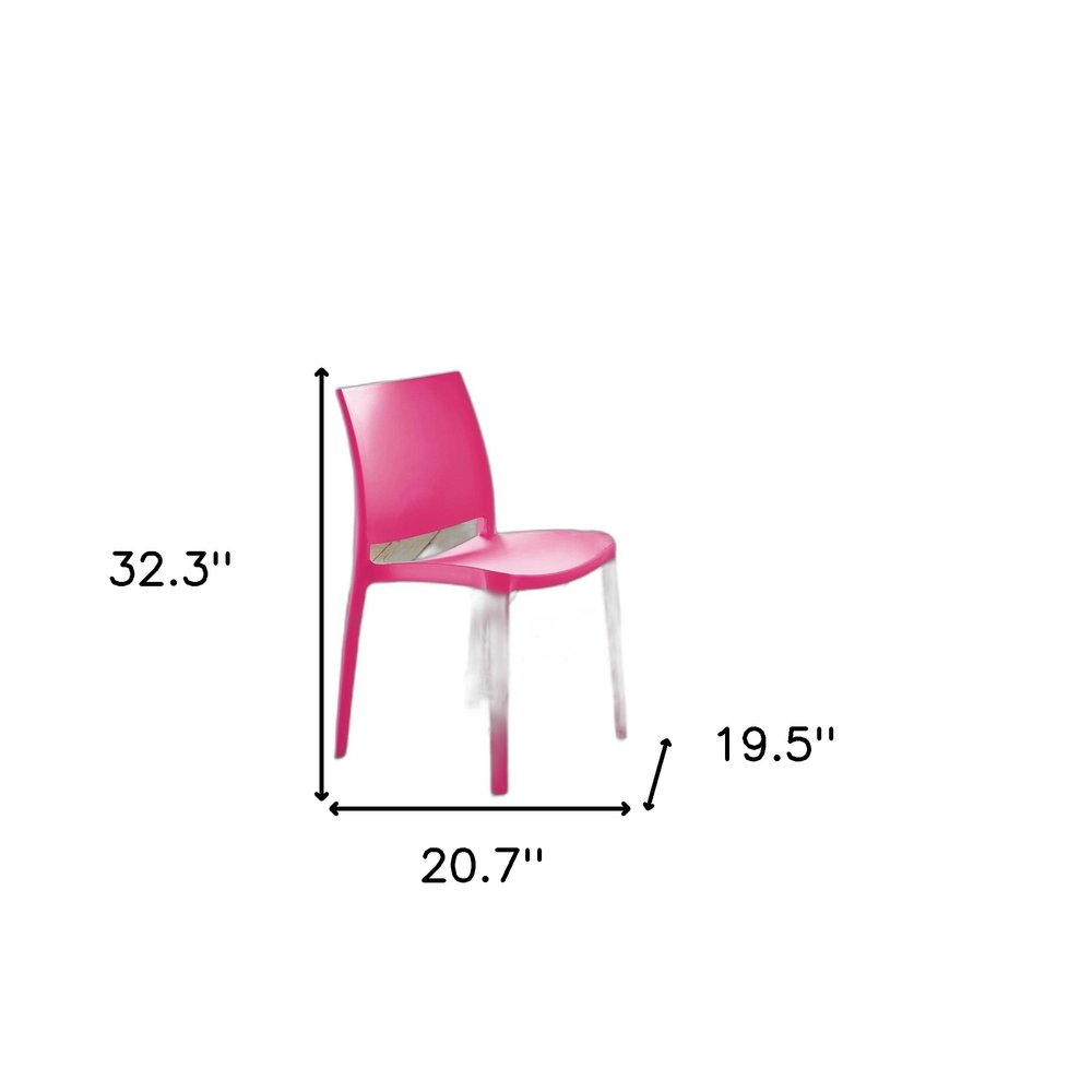 4-Piece Fuchsia Heavy-Duty Plastic Outdoor Patio Stacking Dining Chair Set