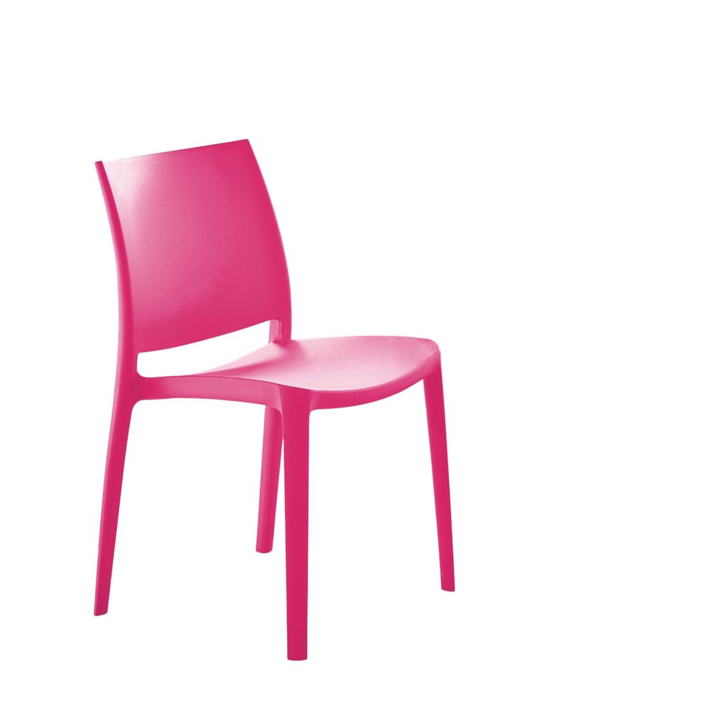 4-Piece Fuchsia Heavy-Duty Plastic Outdoor Patio Stacking Dining Chair Set