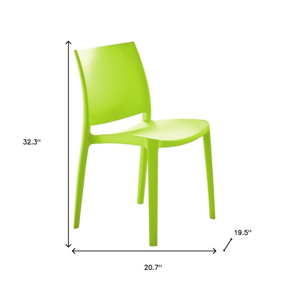 4-Piece Green Heavy-Duty Plastic Outdoor Patio Stacking Dining Chair Set