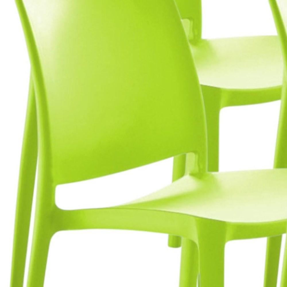 4-Piece Green Heavy-Duty Plastic Outdoor Patio Stacking Dining Chair Set