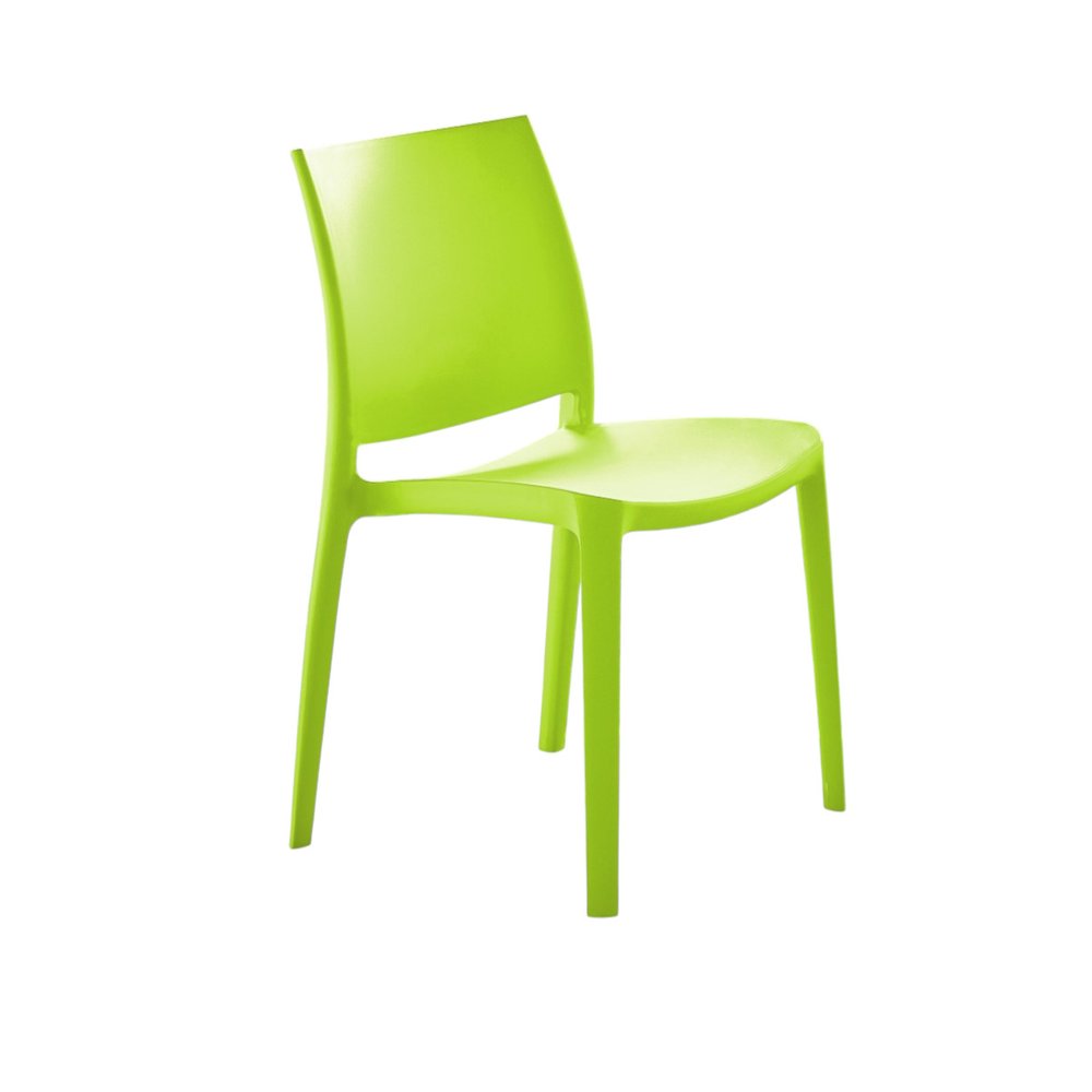 4-Piece Green Heavy-Duty Plastic Outdoor Patio Stacking Dining Chair Set