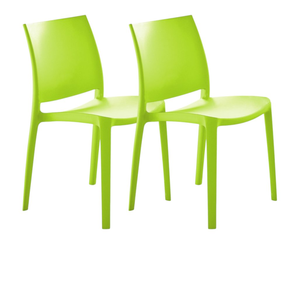 4-Piece Green Heavy-Duty Plastic Outdoor Patio Stacking Dining Chair Set