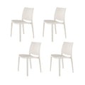 4-Piece White Heavy-Duty Plastic Outdoor Patio Stacking Dining Chair Set