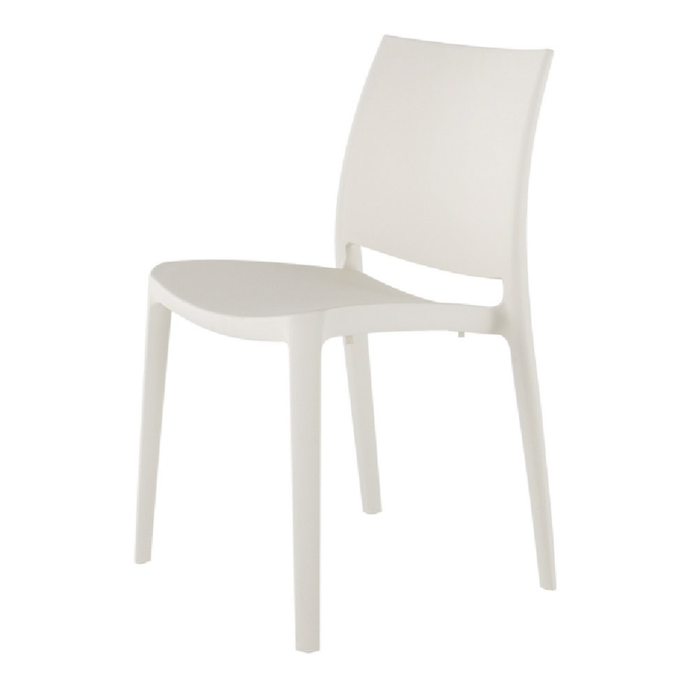 4-Piece White Heavy-Duty Plastic Outdoor Patio Stacking Dining Chair Set