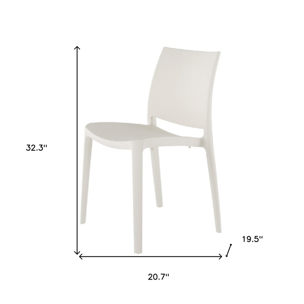 4-Piece White Heavy-Duty Plastic Outdoor Patio Stacking Dining Chair Set