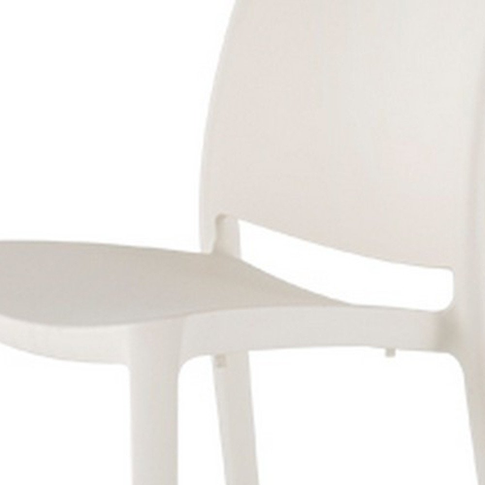 4-Piece White Heavy-Duty Plastic Outdoor Patio Stacking Dining Chair Set