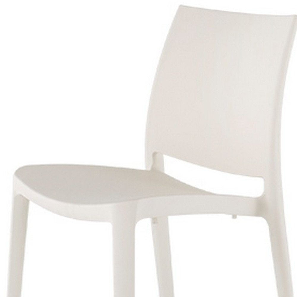 4-Piece White Heavy-Duty Plastic Outdoor Patio Stacking Dining Chair Set