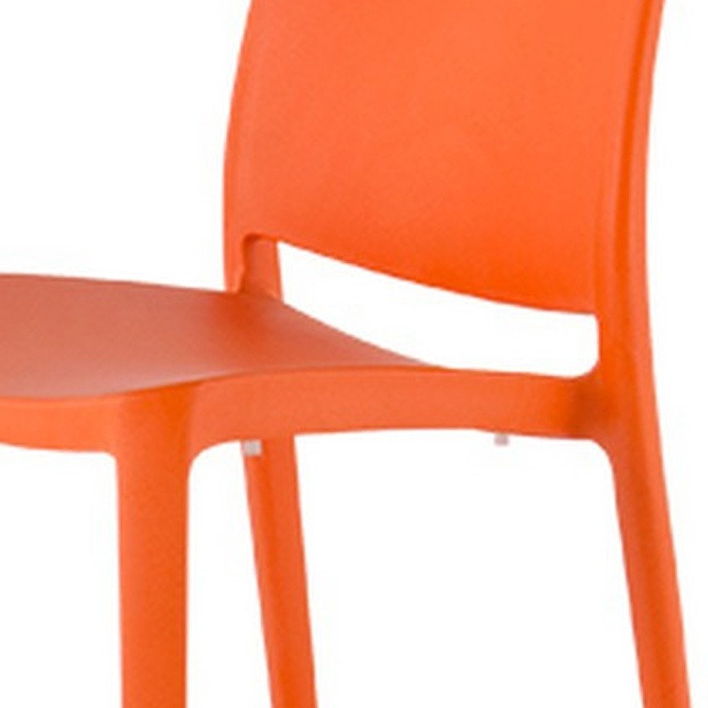 4-Piece Orange Heavy-Duty Plastic Outdoor Patio Stacking Dining Chair Set