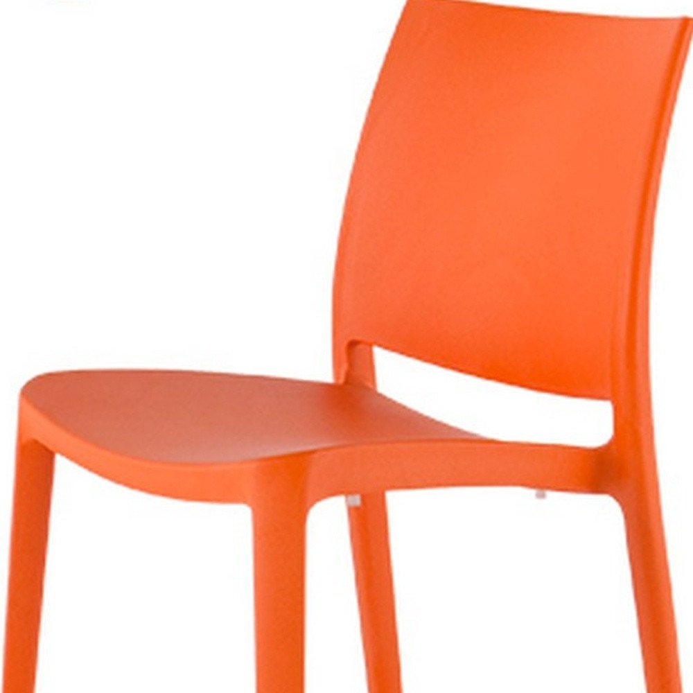 4-Piece Orange Heavy-Duty Plastic Outdoor Patio Stacking Dining Chair Set