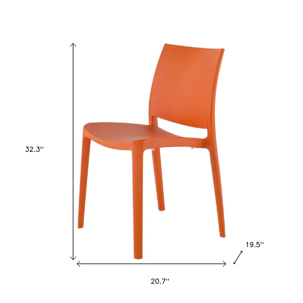 4-Piece Orange Heavy-Duty Plastic Outdoor Patio Stacking Dining Chair Set