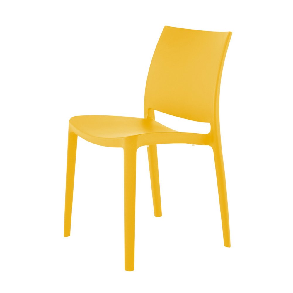 4-Piece Gold Heavy-Duty Plastic Outdoor Patio Stacking Dining Chair Set