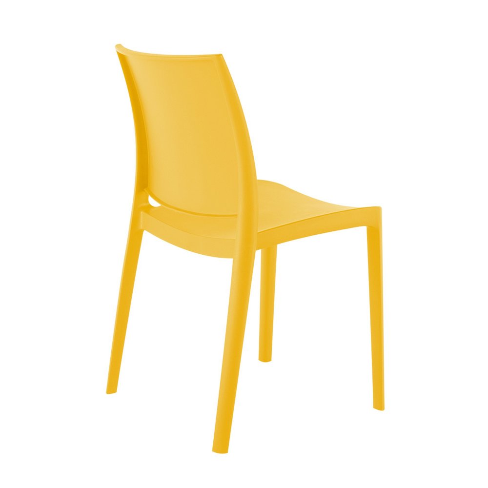4-Piece Gold Heavy-Duty Plastic Outdoor Patio Stacking Dining Chair Set
