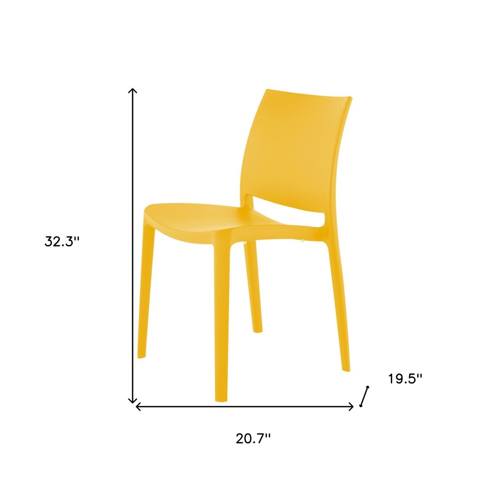 4-Piece Gold Heavy-Duty Plastic Outdoor Patio Stacking Dining Chair Set