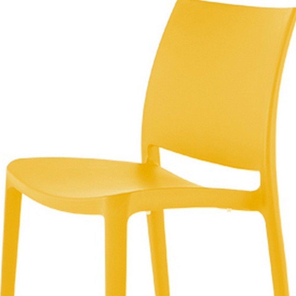 4-Piece Gold Heavy-Duty Plastic Outdoor Patio Stacking Dining Chair Set