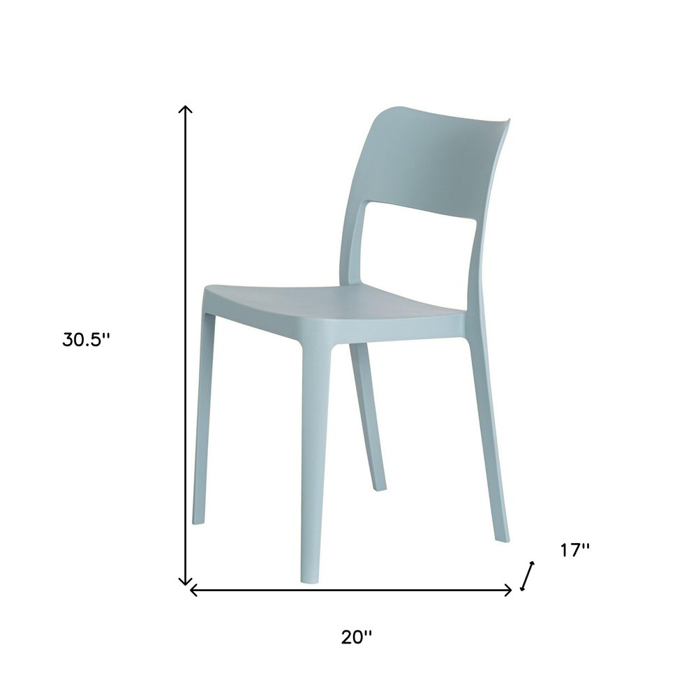2-Piece Baby Blue Heavy-Duty Plastic Outdoor Patio Stacking Accent Chair Set