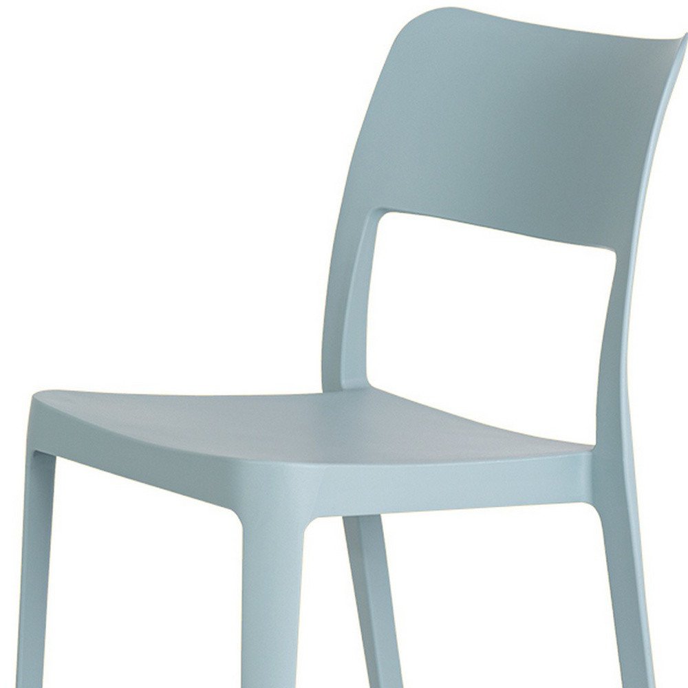 2-Piece Baby Blue Heavy-Duty Plastic Outdoor Patio Stacking Accent Chair Set
