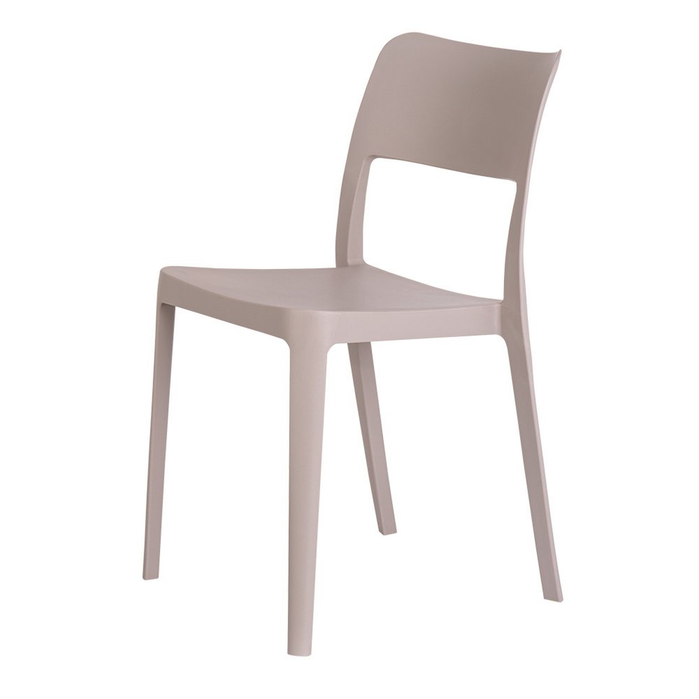 2-Piece Taupe Heavy-Duty Plastic Outdoor Patio Stacking Accent Chair Set