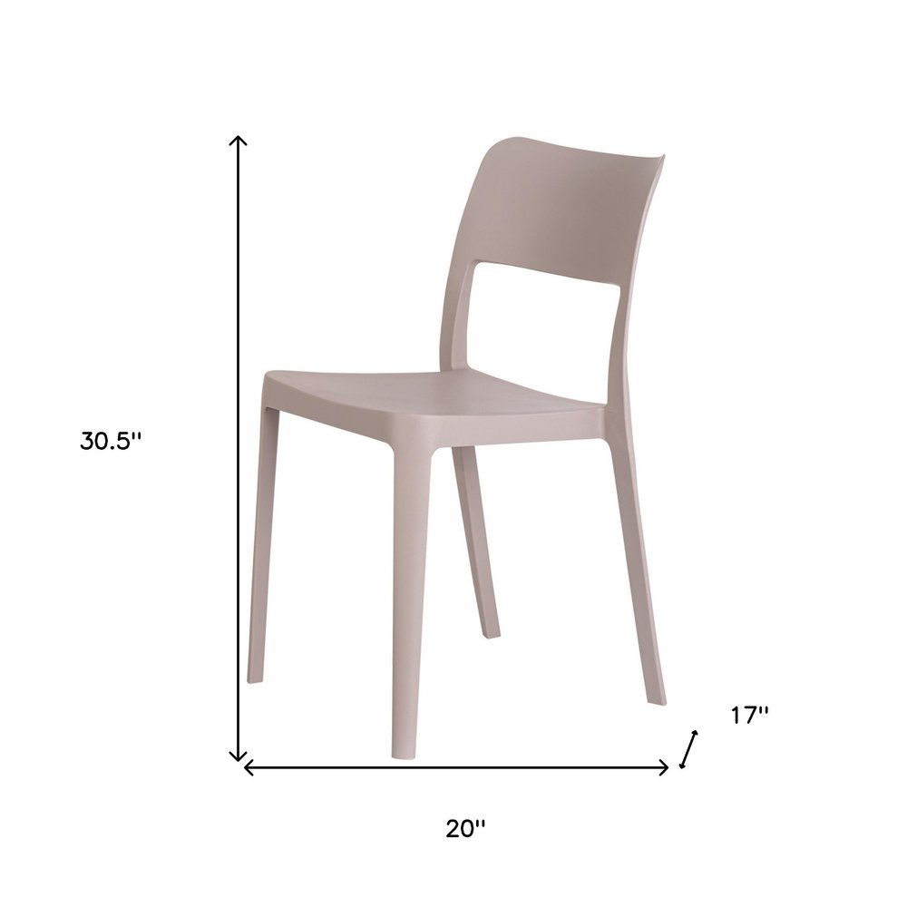 2-Piece Taupe Heavy-Duty Plastic Outdoor Patio Stacking Accent Chair Set