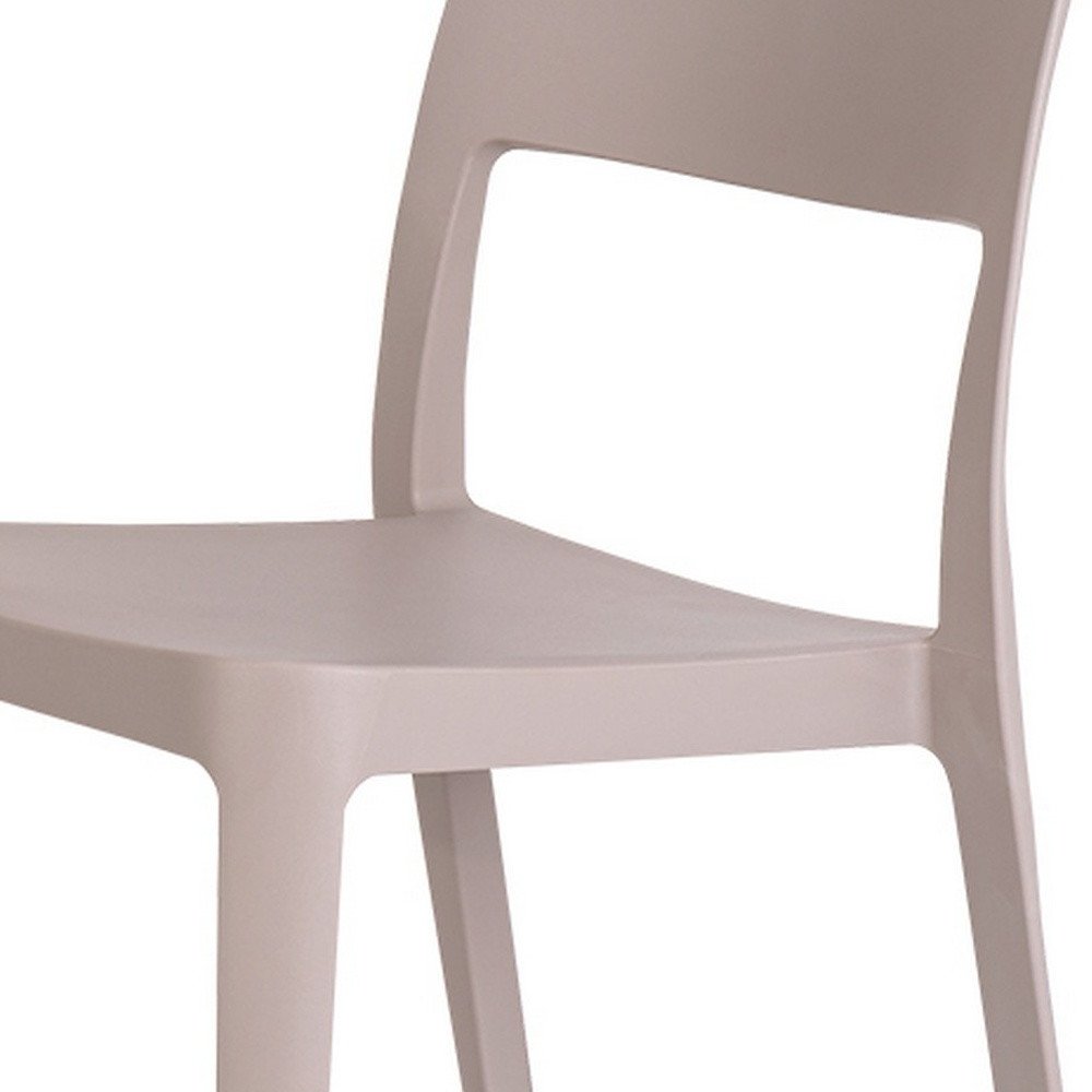 2-Piece Taupe Heavy-Duty Plastic Outdoor Patio Stacking Accent Chair Set