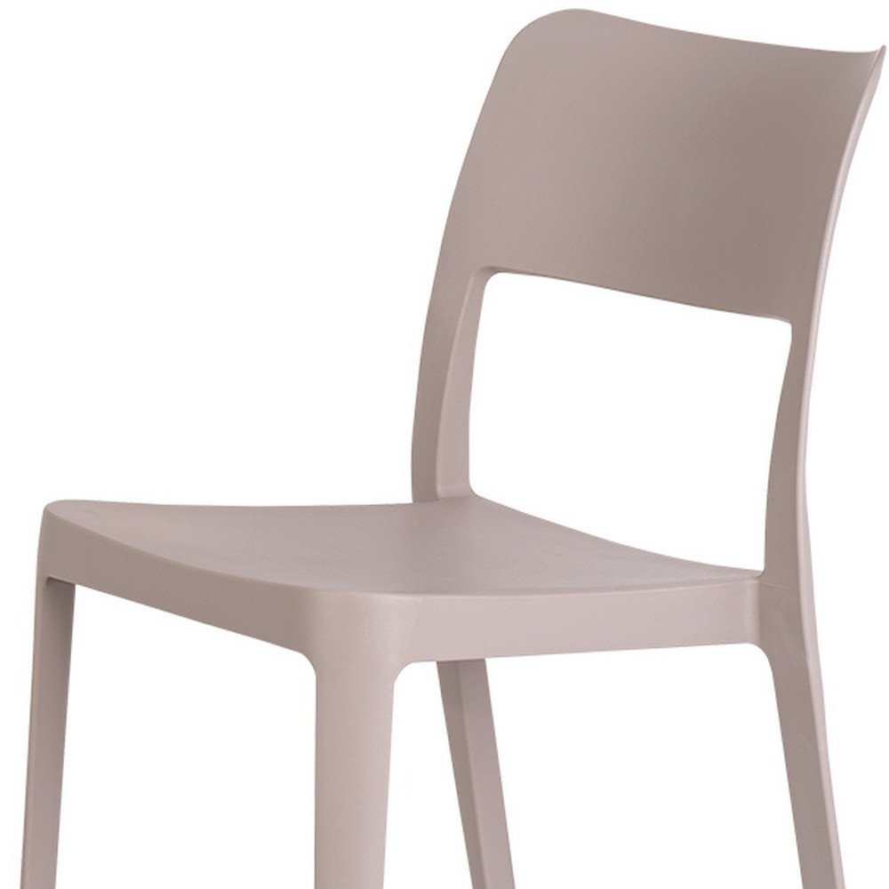 2-Piece Taupe Heavy-Duty Plastic Outdoor Patio Stacking Accent Chair Set