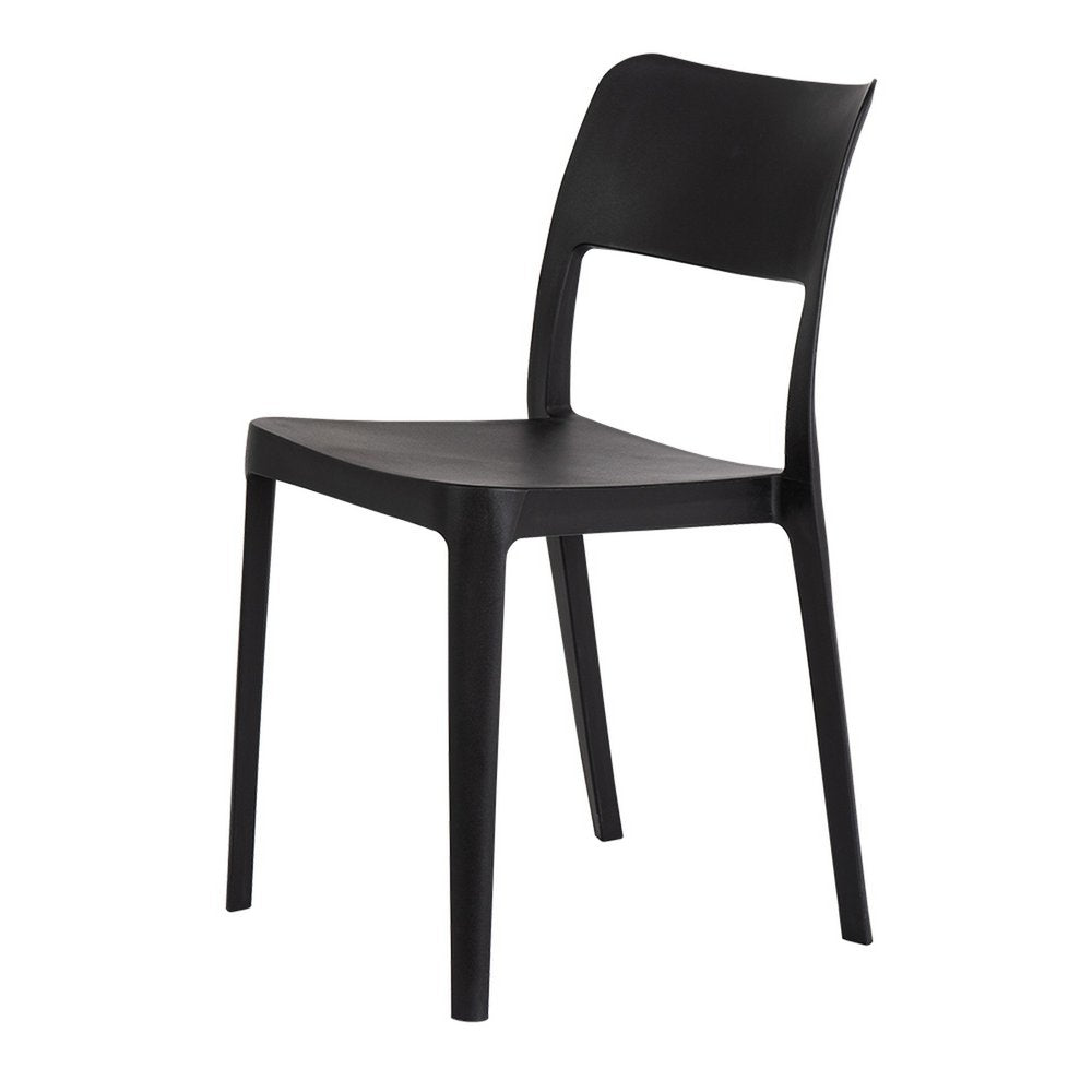 2-Piece Black Heavy-Duty Plastic Outdoor Patio Stacking Accent Chair Set