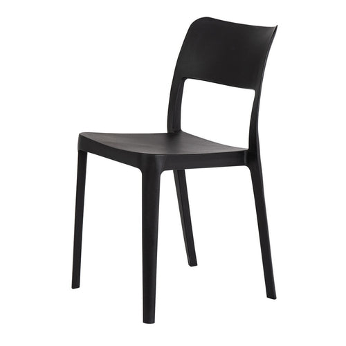 2-Piece Black Heavy-Duty Plastic Outdoor Patio Stacking Accent Chair Set