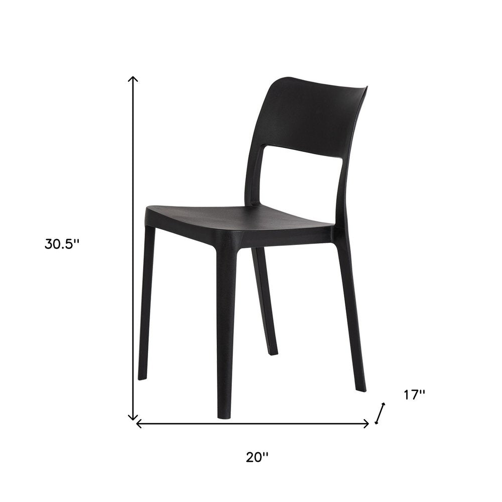 2-Piece Black Heavy-Duty Plastic Outdoor Patio Stacking Accent Chair Set