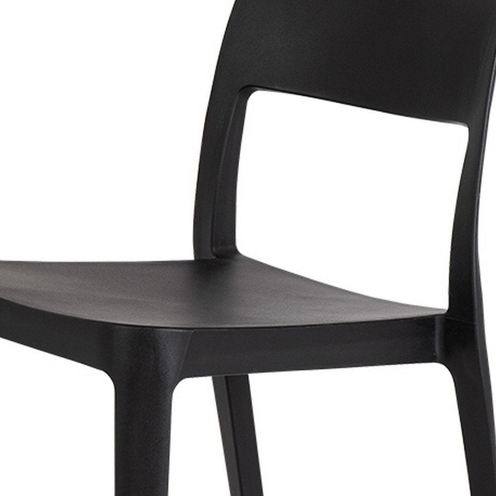 2-Piece Black Heavy-Duty Plastic Outdoor Patio Stacking Accent Chair Set