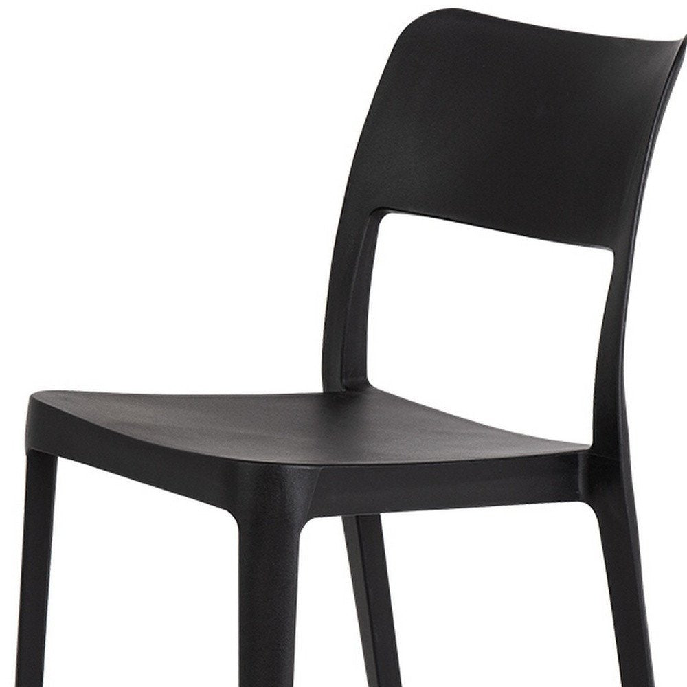 2-Piece Black Heavy-Duty Plastic Outdoor Patio Stacking Accent Chair Set