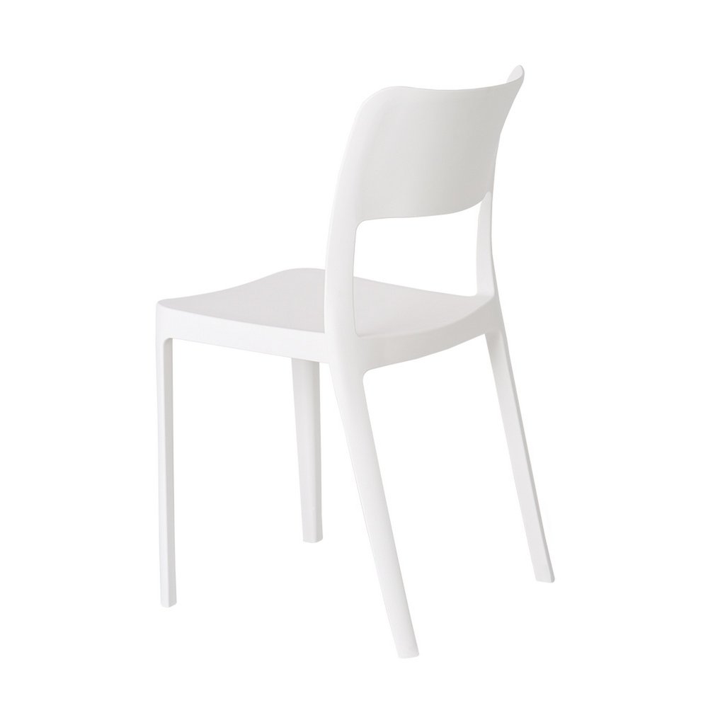2-Piece White Heavy-Duty Plastic Outdoor Patio Stacking Accent Chair Set
