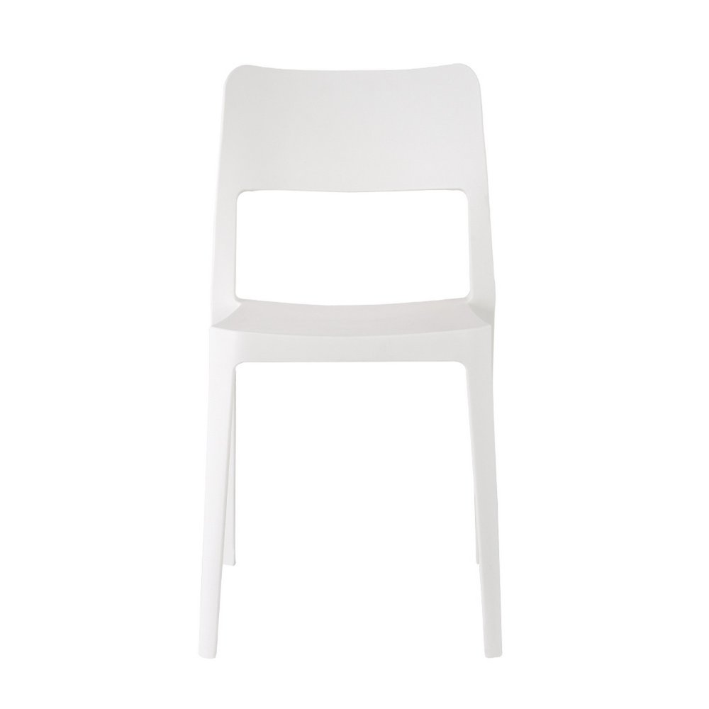 2-Piece White Heavy-Duty Plastic Outdoor Patio Stacking Accent Chair Set