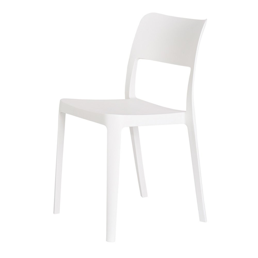 2-Piece White Heavy-Duty Plastic Outdoor Patio Stacking Accent Chair Set