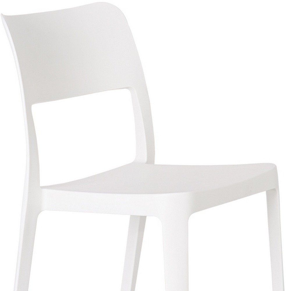 2-Piece White Heavy-Duty Plastic Outdoor Patio Stacking Accent Chair Set