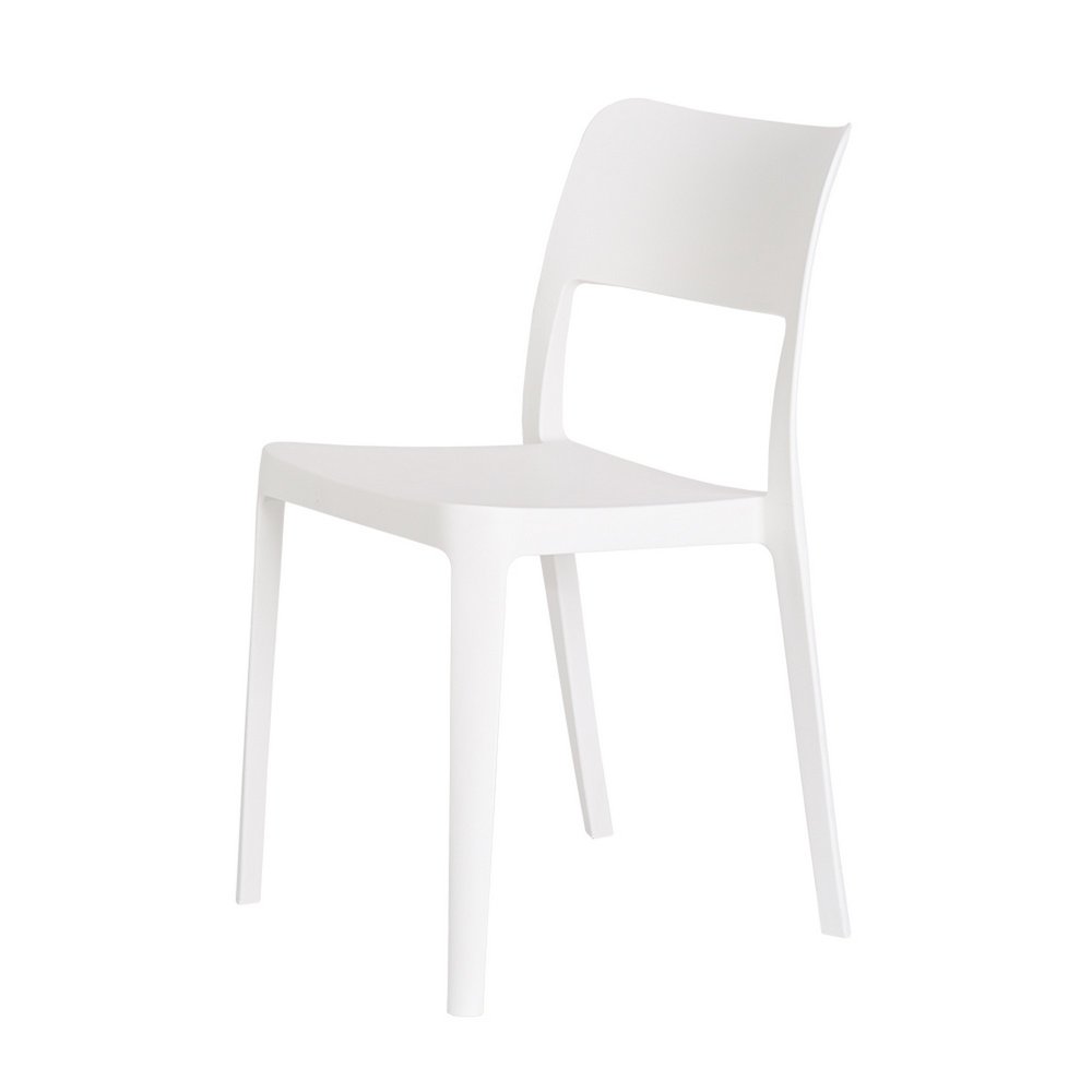 2-Piece White Heavy-Duty Plastic Outdoor Patio Stacking Accent Chair Set