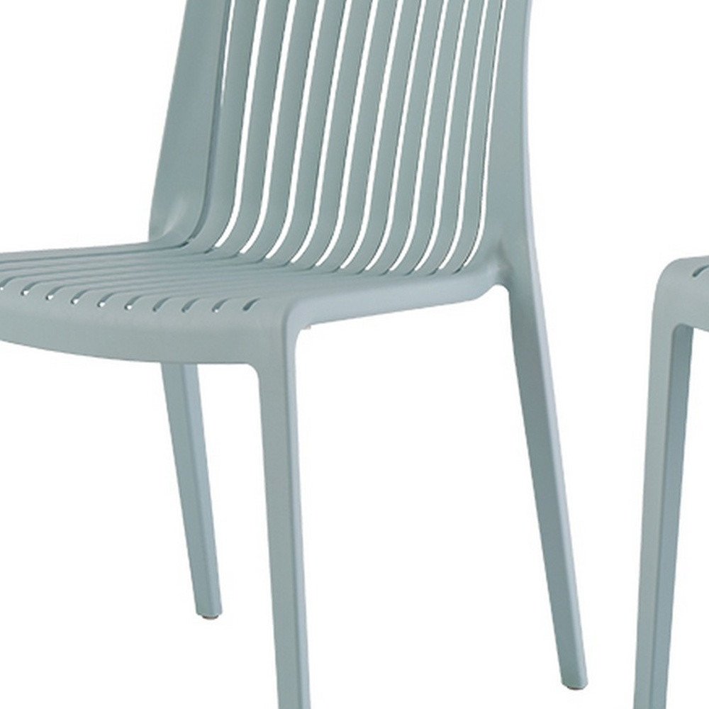 2-Piece Baby Blue Heavy-Duty Plastic Outdoor Patio Stacking Accent Chair Set